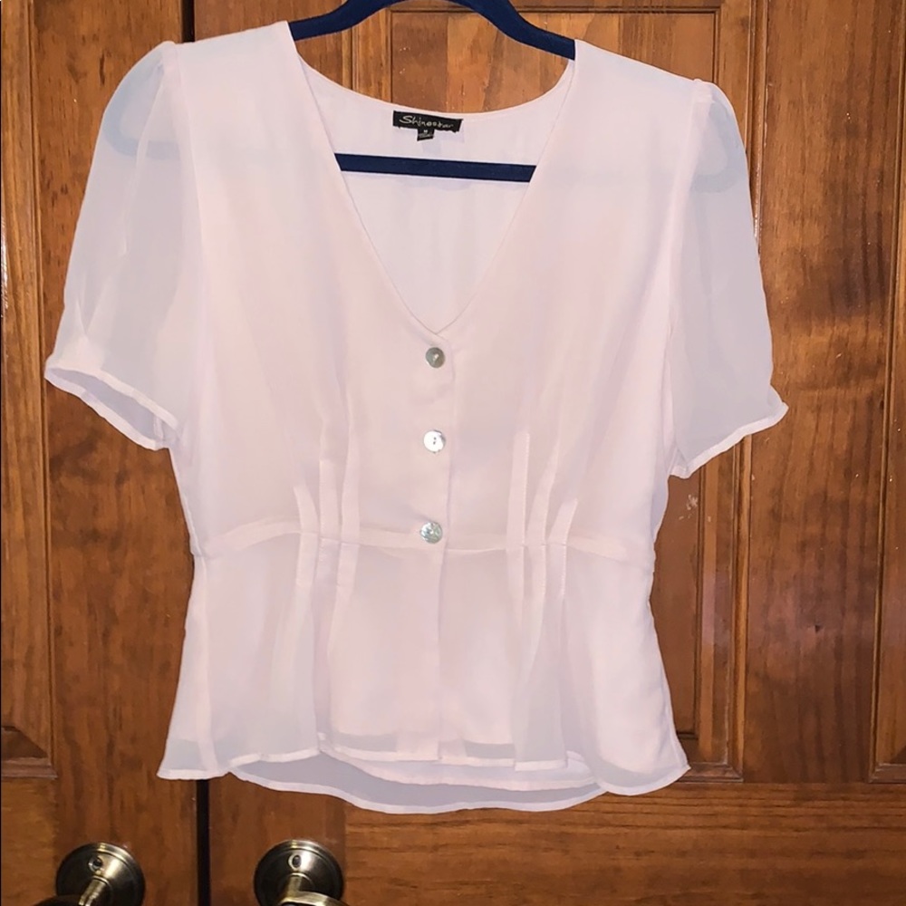 Light Pink three button top